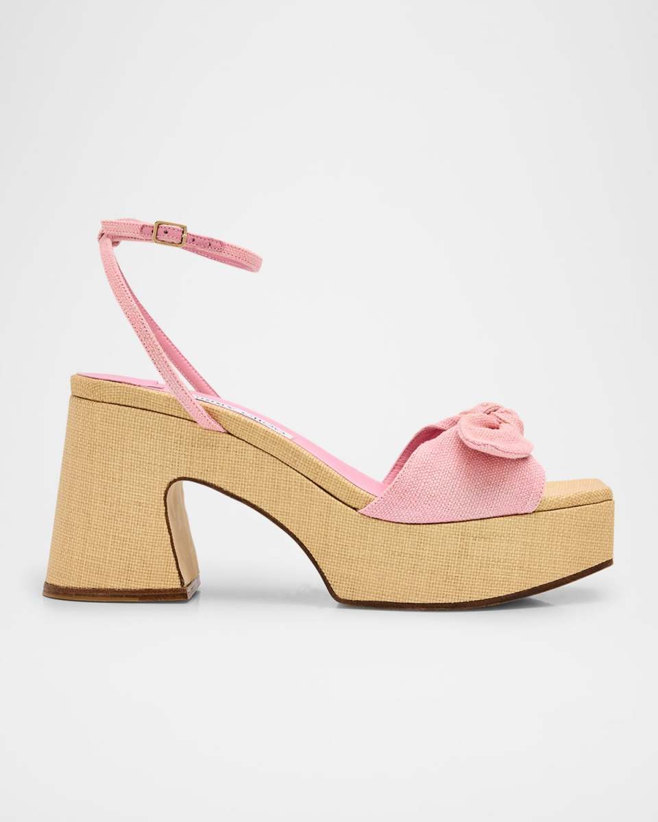 Ricia 95 Bicolor Raffia Platform Sandals